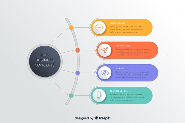 Modèle d'étapes infographiques coloré