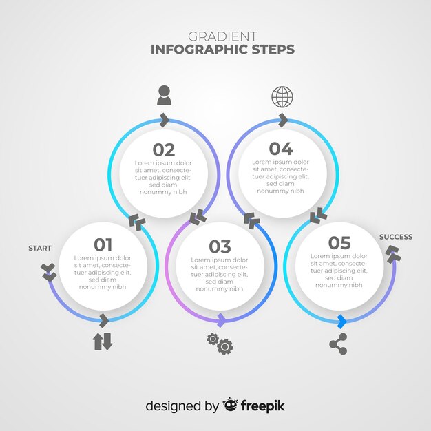 Modèle d&#39;étapes infographiques plat