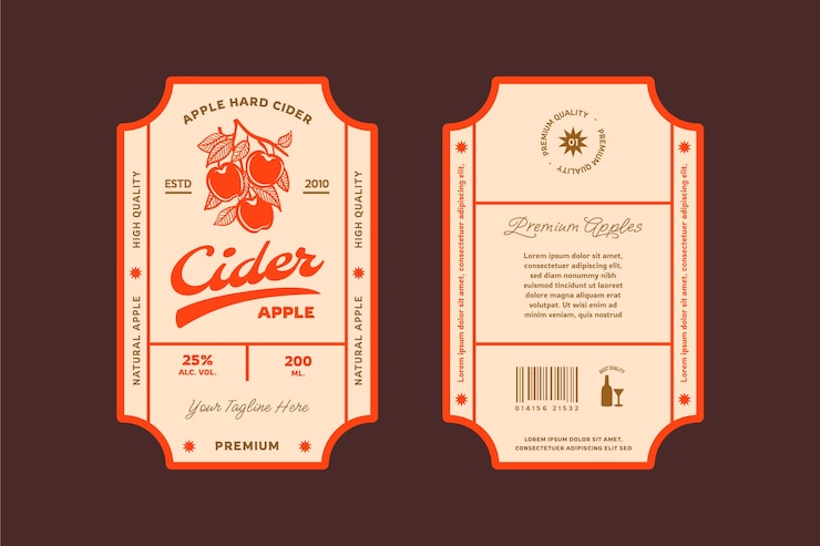 Vecteur gratuit modèle d'étiquette de cidre dessiné à la main