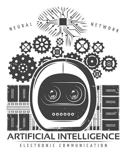 Modèle d'étiquette d'intelligence artificielle vintage