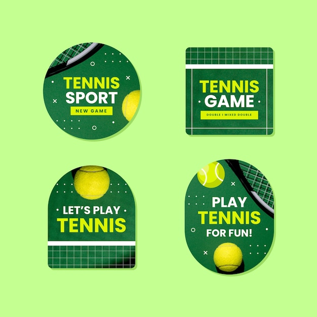 Vecteur gratuit modèle d'étiquettes de cours de tennis design plat