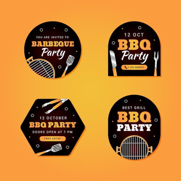 Vecteur gratuit modèle d'étiquettes de fête barbecue