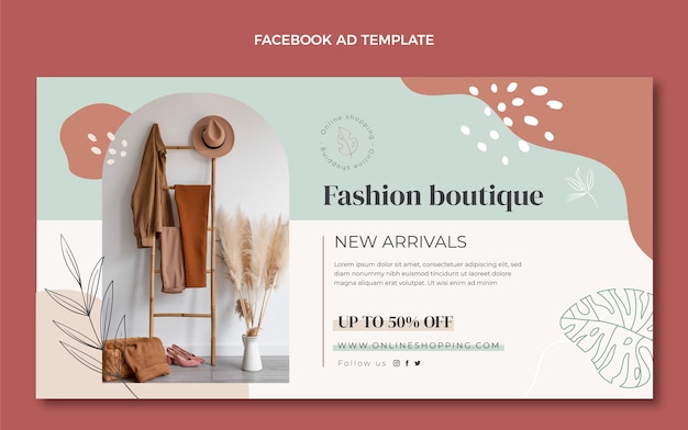 Modèle facebook de boutique minimaliste design plat