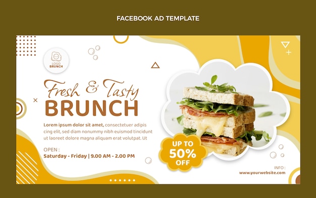 Vecteur gratuit modèle facebook de brunch savoureux design plat