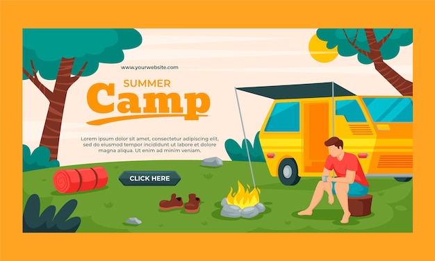 Vecteur gratuit modèle facebook de camp d'été dessiné à la main