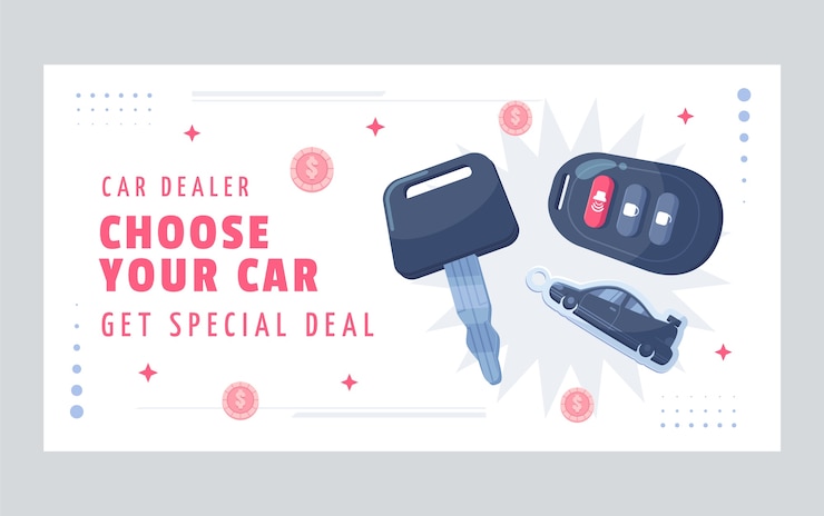 Vecteur gratuit modèle facebook de concessionnaire automobile dessiné à la main