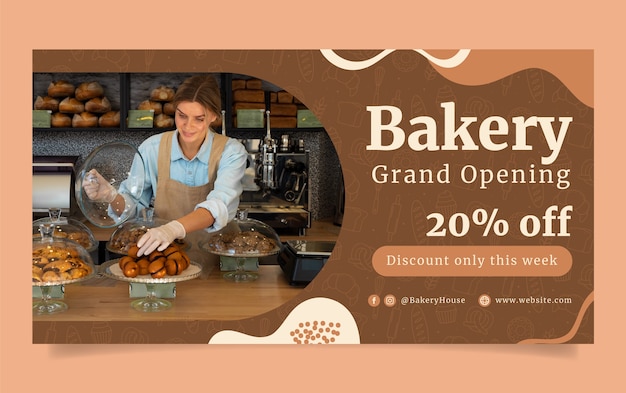 Vecteur gratuit modèle facebook de délicieux produits de boulangerie