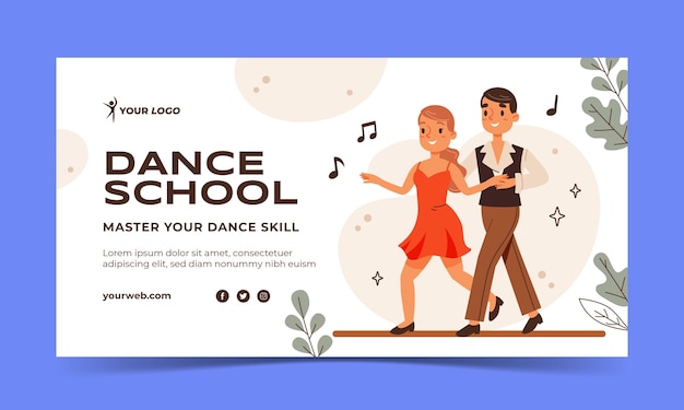 Vecteur gratuit modèle facebook d'école de danse dessiné à la main