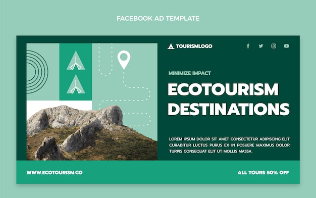 Vecteur gratuit modèle facebook d'écotourisme design plat