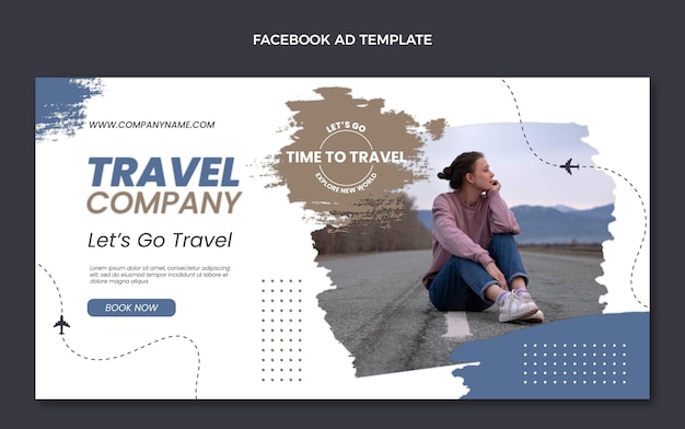 Modèle Facebook D'entreprise De Voyage Design Plat