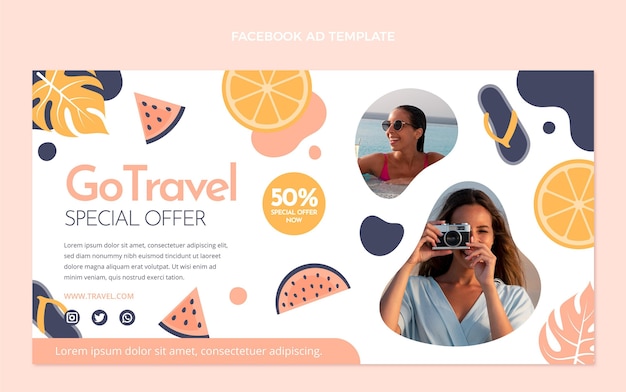 Modèle Facebook D'offre De Voyage Design Plat