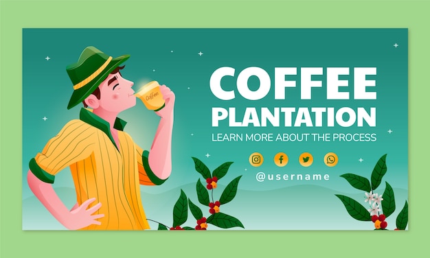 Vecteur gratuit modèle facebook de plantation de café dégradé