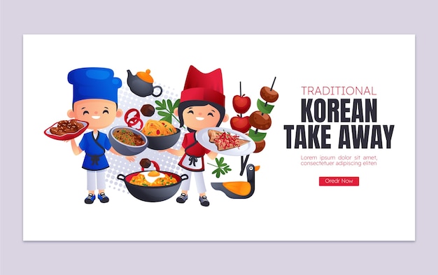 Vecteur gratuit modèle facebook de restaurant coréen dégradé