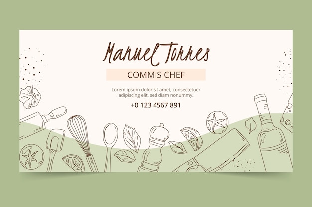 Modèle facebook de travail de chef dessiné à la main