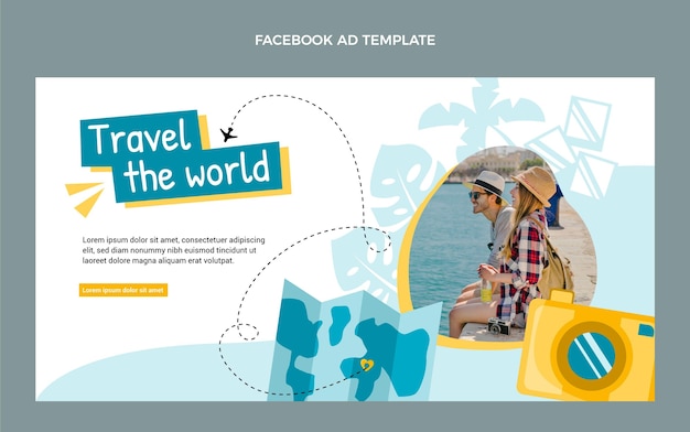 Vecteur gratuit modèle facebook de voyage design plat