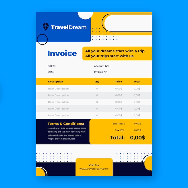 Modèle De Facture D'agence De Voyage