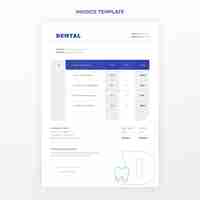 Vecteur gratuit modèle de facture de clinique dentaire design plat