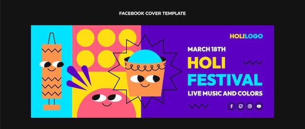 Vecteur gratuit modèle de festival holi design plat