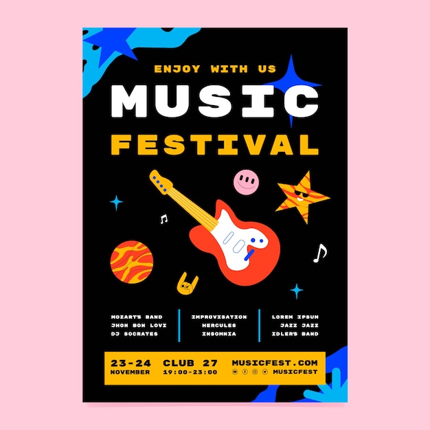 Modèle De Festival De Musique Dessiné à La Main