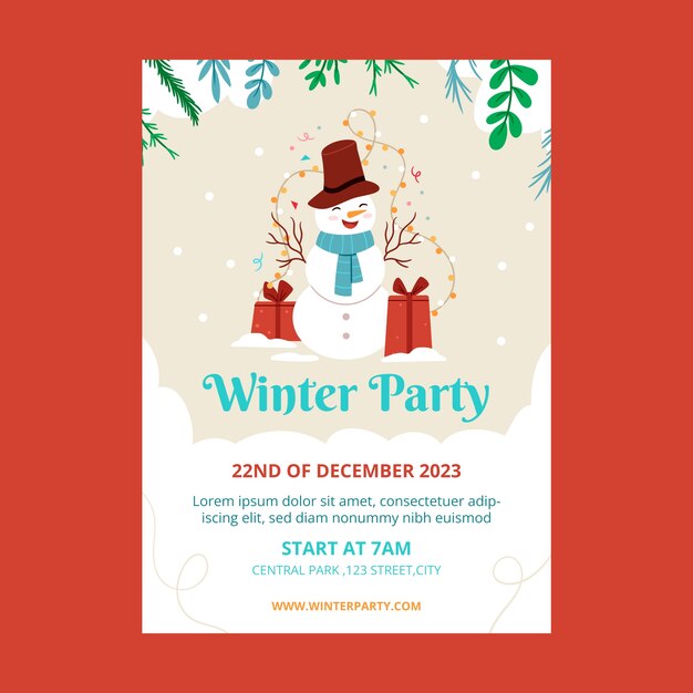Modèle de fête d'hiver dessiné à la main