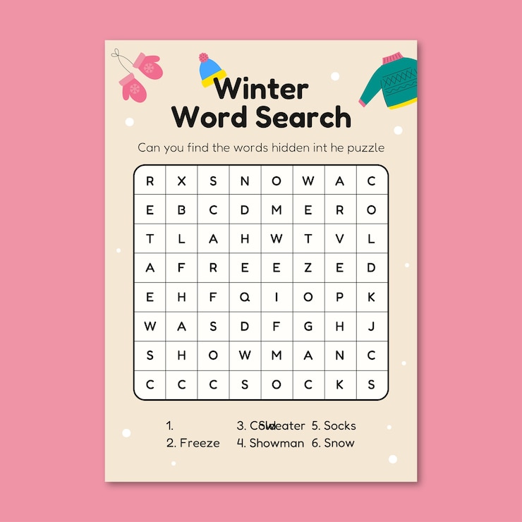 Vecteur gratuit modèle de feuille de travail d'hiver et de noël