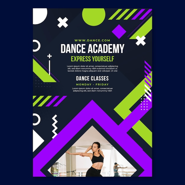 Vecteur gratuit modèle de flyer de l'académie de danse