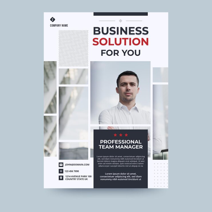 Vecteur gratuit modèle de flyer d'affaires homme d'affaires avatar