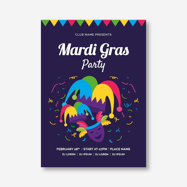 Modèle De Flyer D'affiche De La Fête Du Mardi Gras