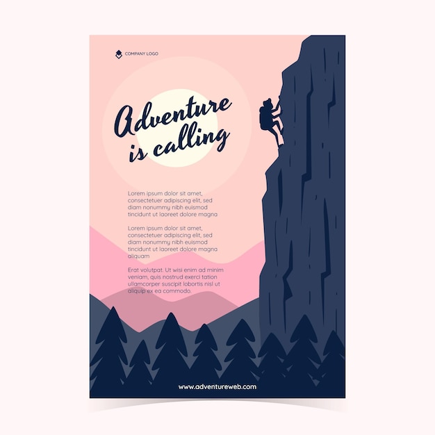 Modèle De Flyer D'aventure Verticale Dessiné à La Main