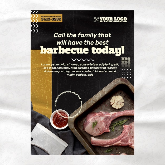 Vecteur gratuit modèle de flyer barbecue