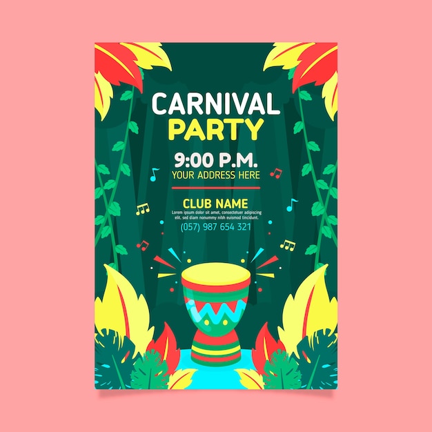 Modèle De Flyer De Carnaval Brésilien Design Plat