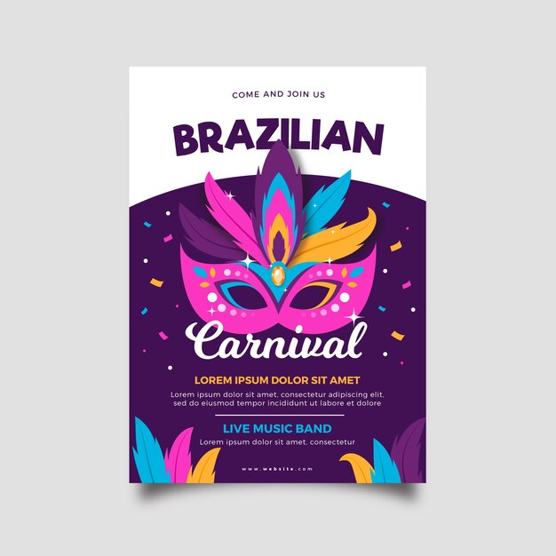 Modèle De Flyer De Carnaval Brésilien Plat