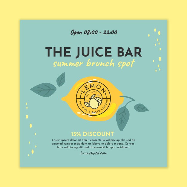 Modèle de flyer carré brunch été