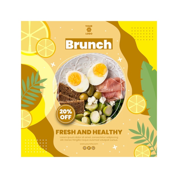 Vecteur gratuit modèle de flyer carré brunch