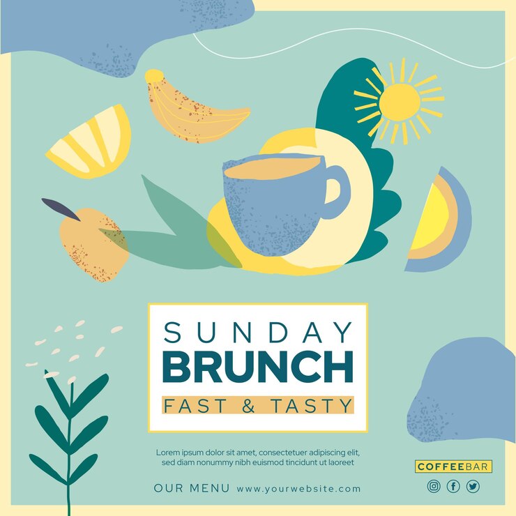 Vecteur gratuit modèle de flyer carré brunch
