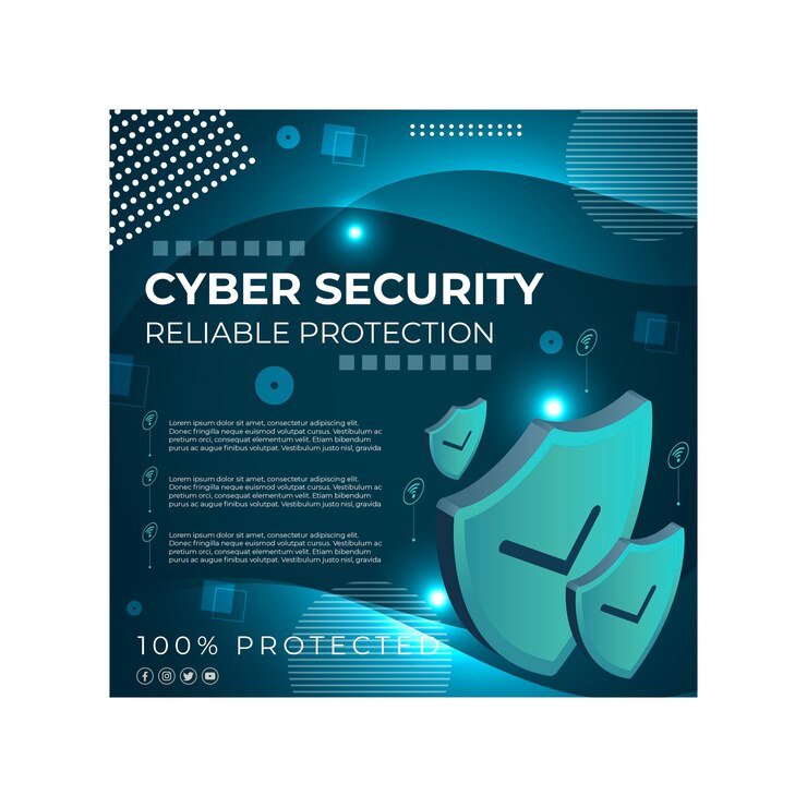 Vecteur gratuit modèle de flyer carré de cybersécurité