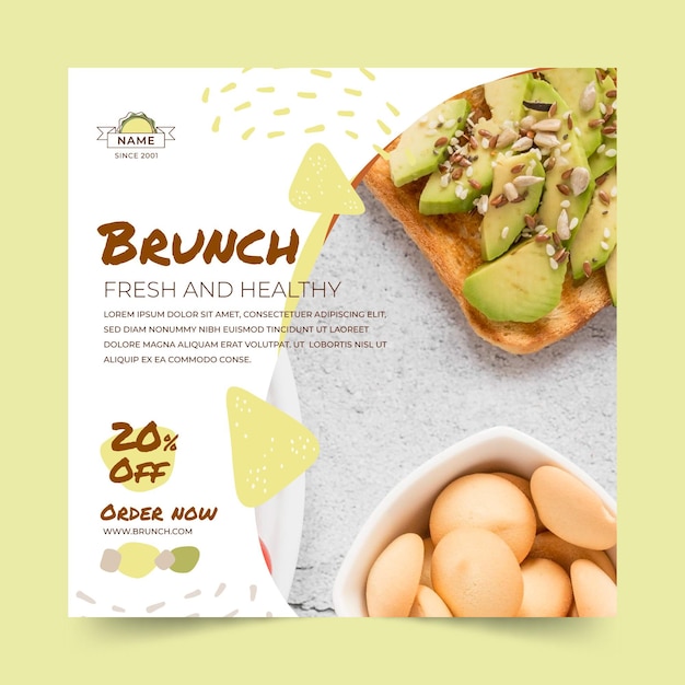 Vecteur gratuit modèle de flyer carré délicieux brunch