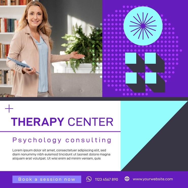Vecteur gratuit modèle de flyer carré psychologie