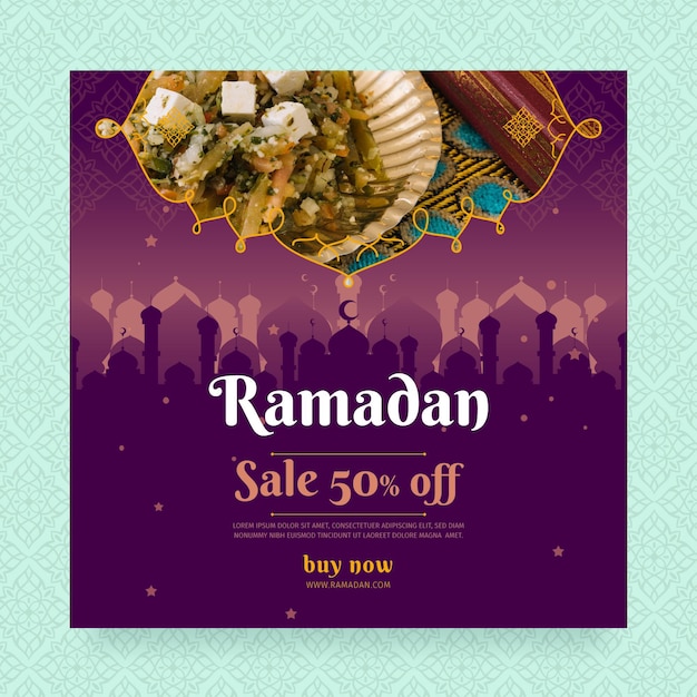 Modèle de Flyer carré de vente ramadan