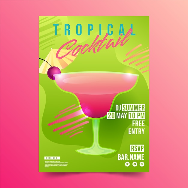 Modèle De Flyer Cocktail Dégradé