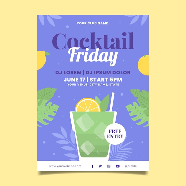 Modèle De Flyer Cocktail Design Plat