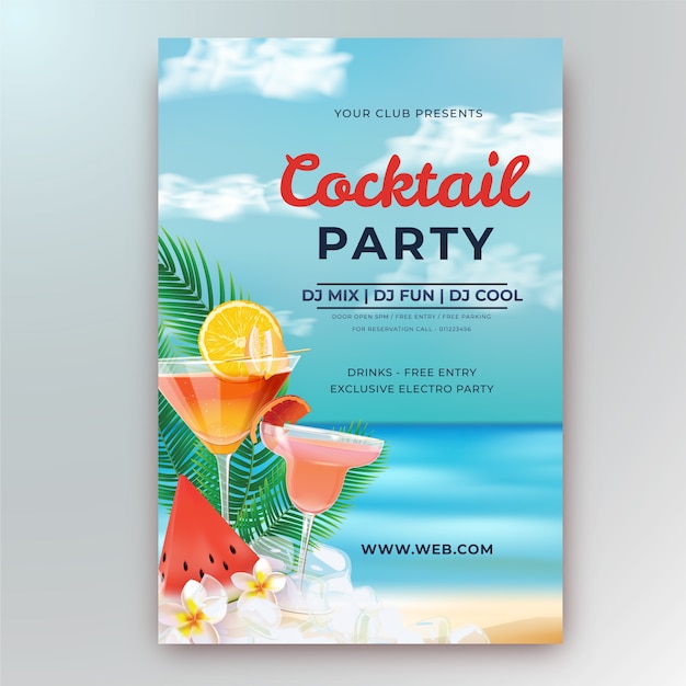 Modèle de flyer cocktail réaliste