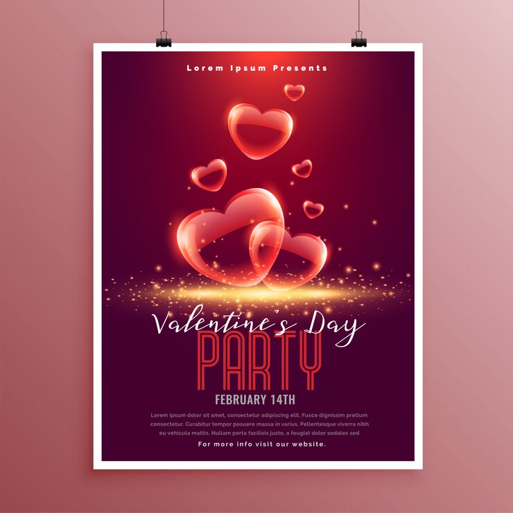 Vecteur gratuit modèle de flyer coeurs belle bulle saint valentin