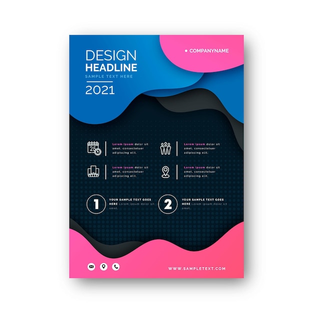 Modèle de flyer commercial avec des formes fluides