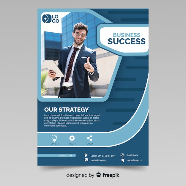 Modèle de flyer commercial avec photo