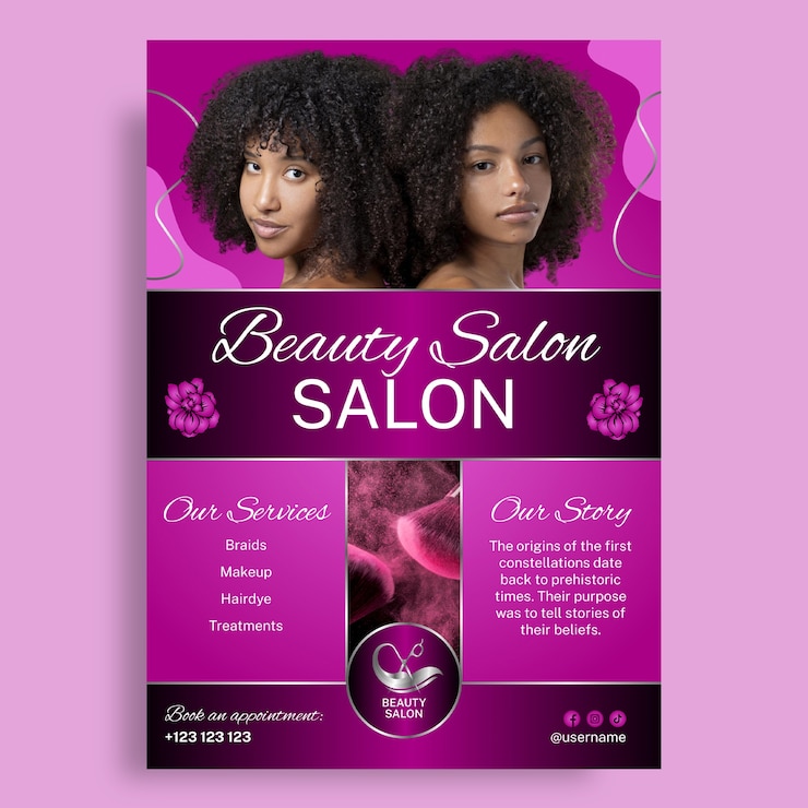 Vecteur gratuit modèle de flyer de concept de beauté dégradé