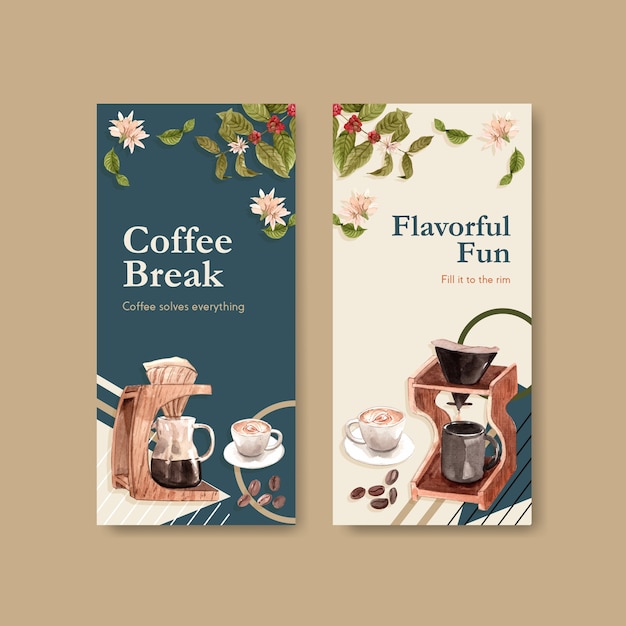 Modèle De Flyer Avec Conception De Concept De Journée Internationale Du Café Pour La Publicité Et L'aquarelle De Brochure