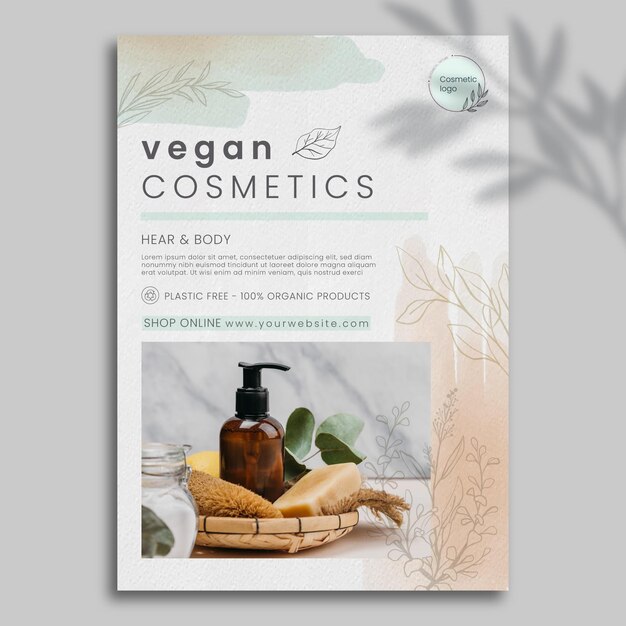 Modèle de flyer cosmétique avec photo