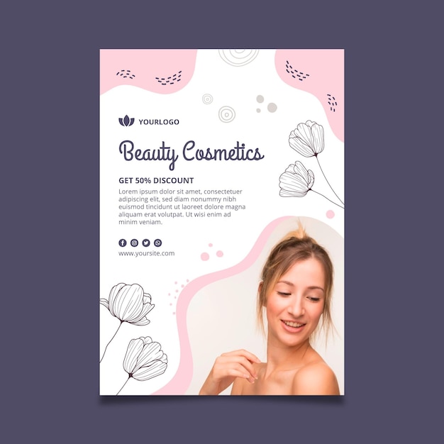 Modèle De Flyer De Cosmétiques Pour Le Visage Beauté