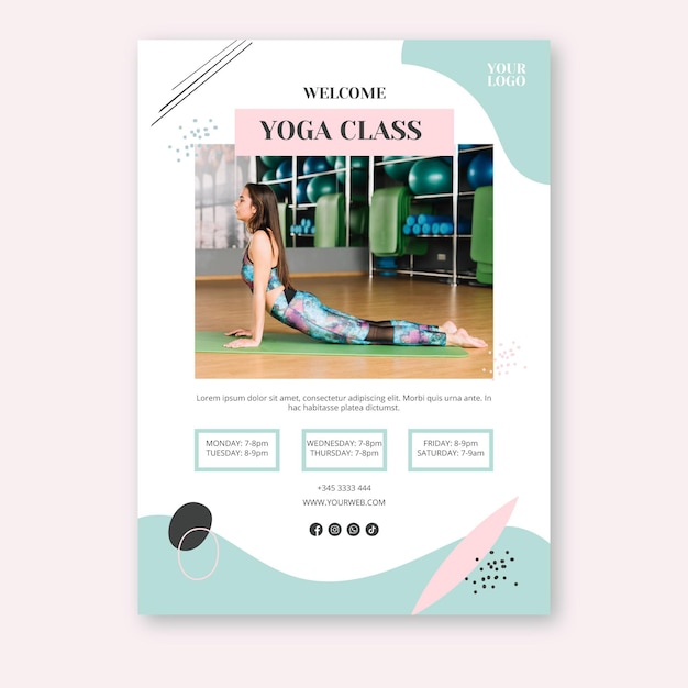 Vecteur gratuit modèle de flyer de cours de yoga